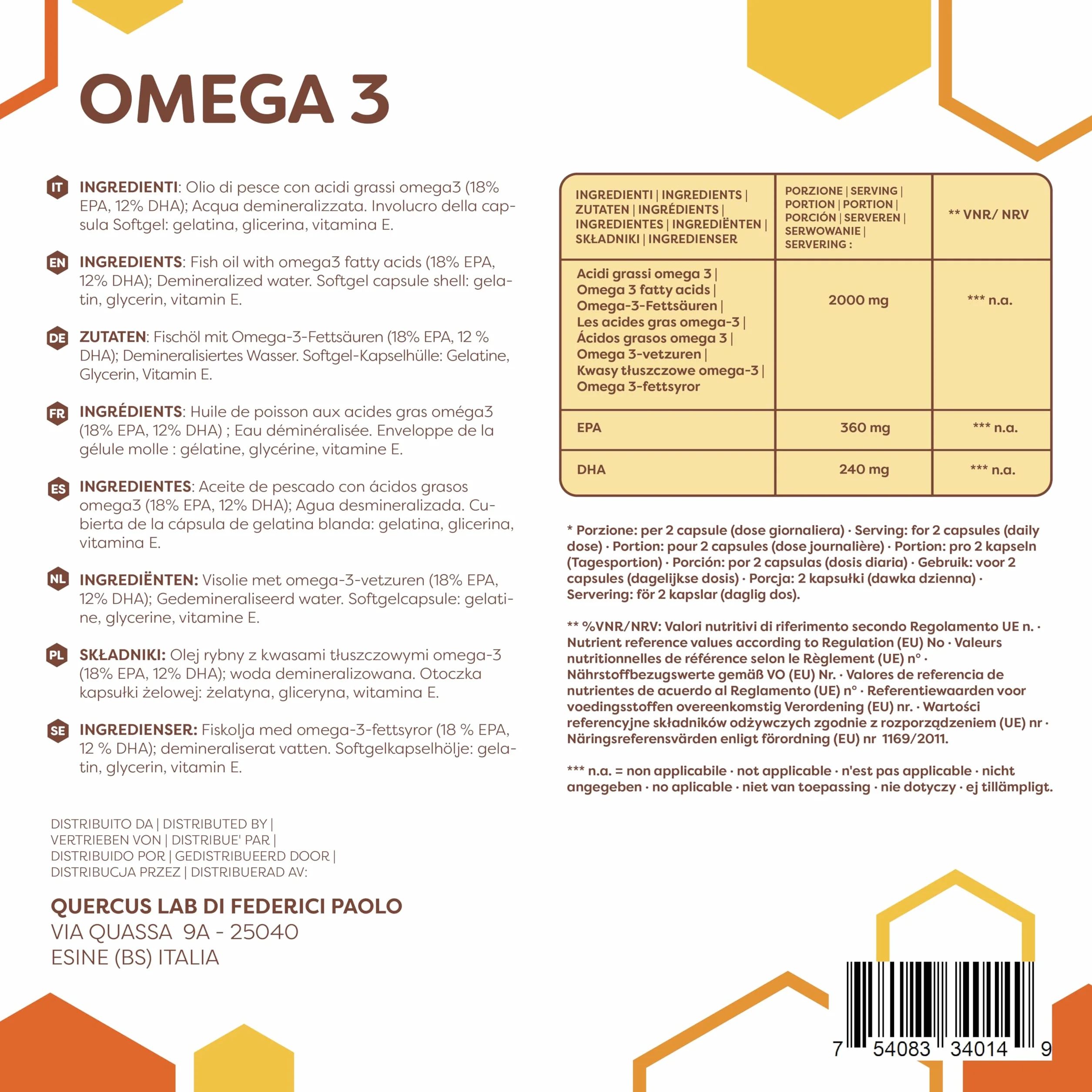 ERBOTECH Omega 3 kapsułki, opakowanie 100 g, ok. 70 kapsułek z olejem rybim, suplement diety z kwasami tłuszczowymi regulujący poziom cholesterolu i trójglicerydów