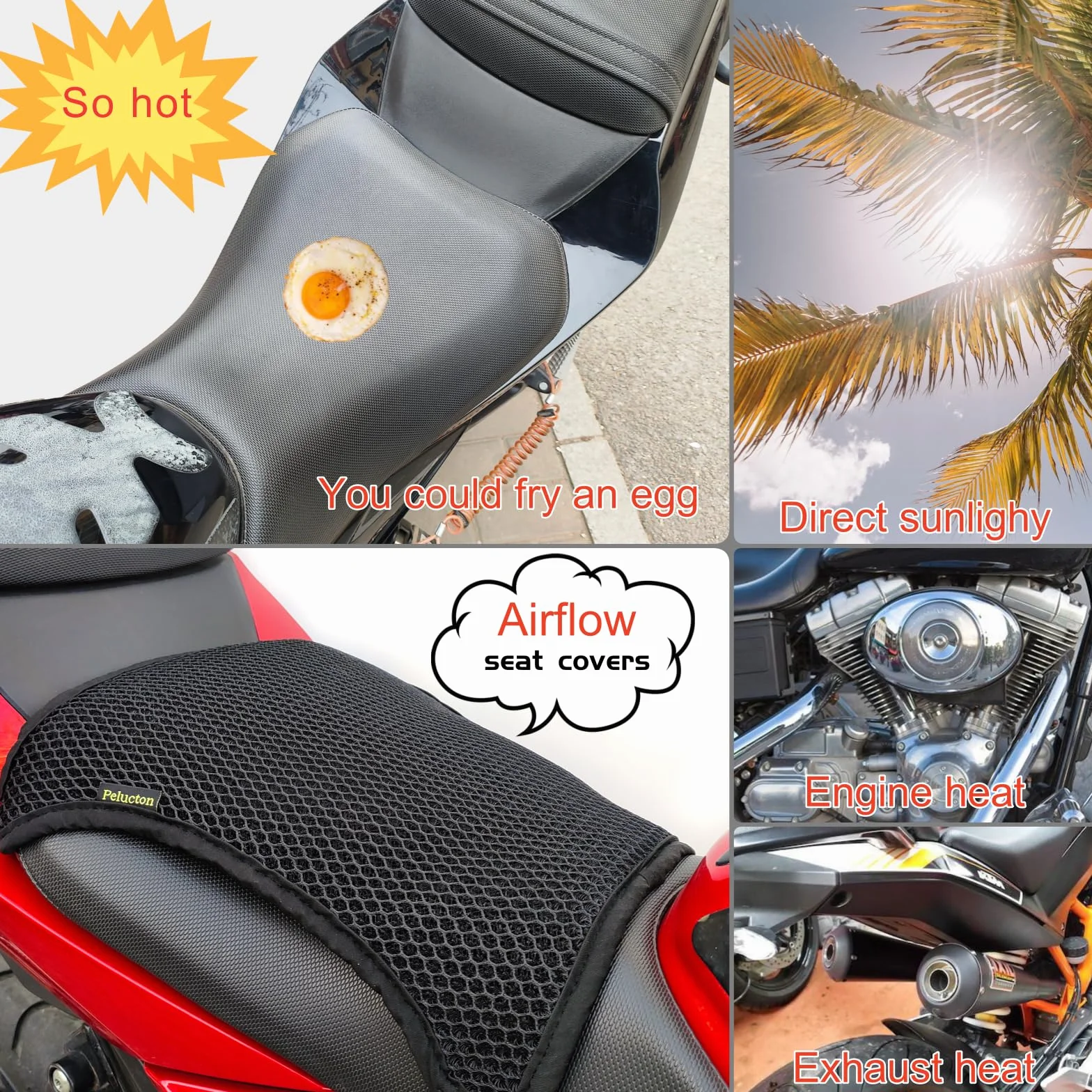 Dwuwarstwowy Pokrowiec na Siodełko Motocykla, Uniwersalna Oddychająca Poduszka na Siodełko Motocykla, Wentylowana, Antypoślizgowa Osłona Przeciwsłoneczna Siodełka Motocykla