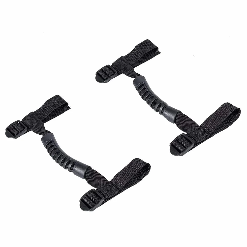 2 szt. Rama uchwytu samochodowego zmodyfikowany uchwyt do drzwi dachowych lina do ciągnięcia antypoślizgowa/pasuje do Jeep Wrangler 1987-2019 YJ TJ LJ JK JL (czarna)