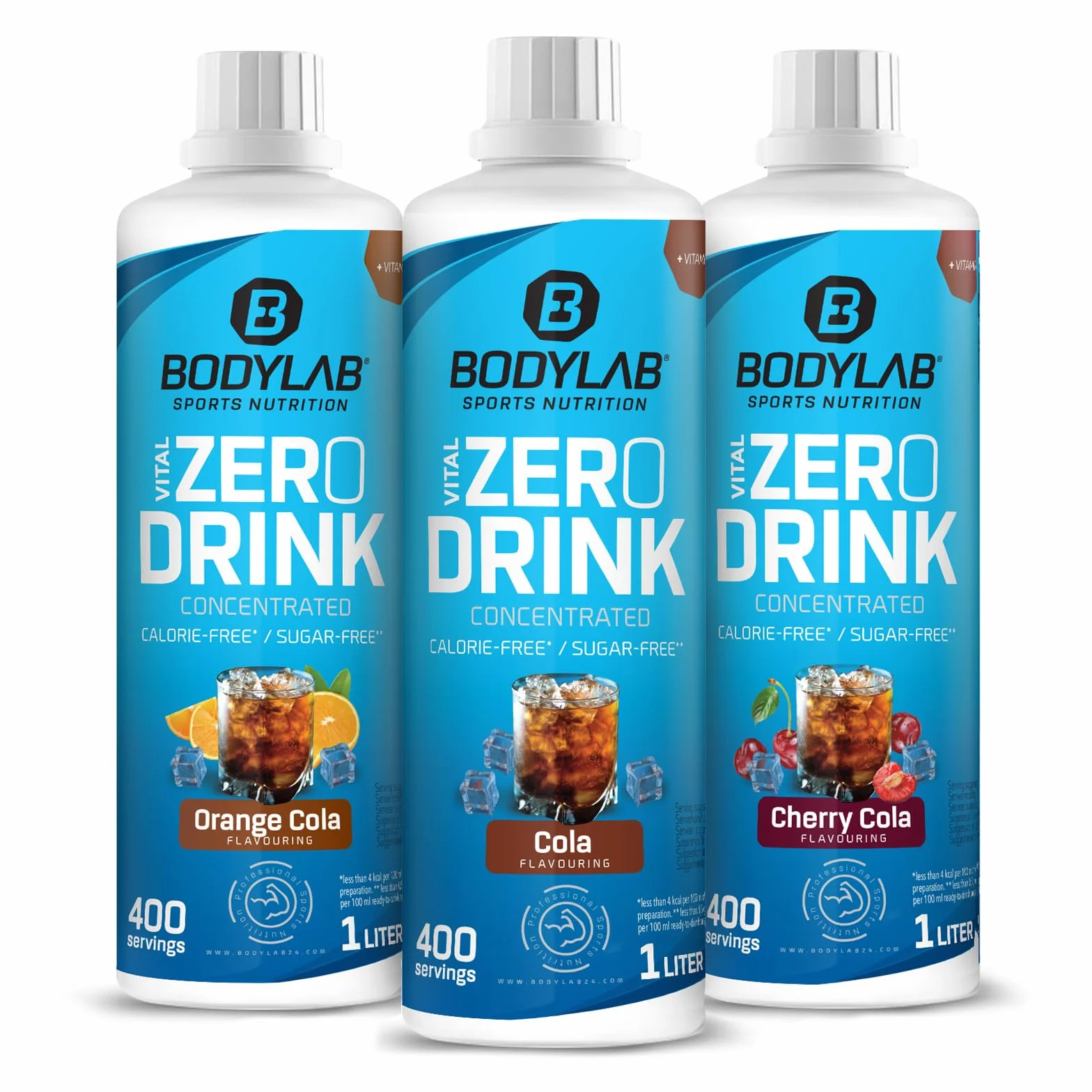 Bodylab24 Vital Zero Drink Concentrated Cola 1000 ml, koncentrat do napojów bez cukru, syrop Zero, z witaminami i L-karnityną, napój sportowy o niskiej zawartości kalorii