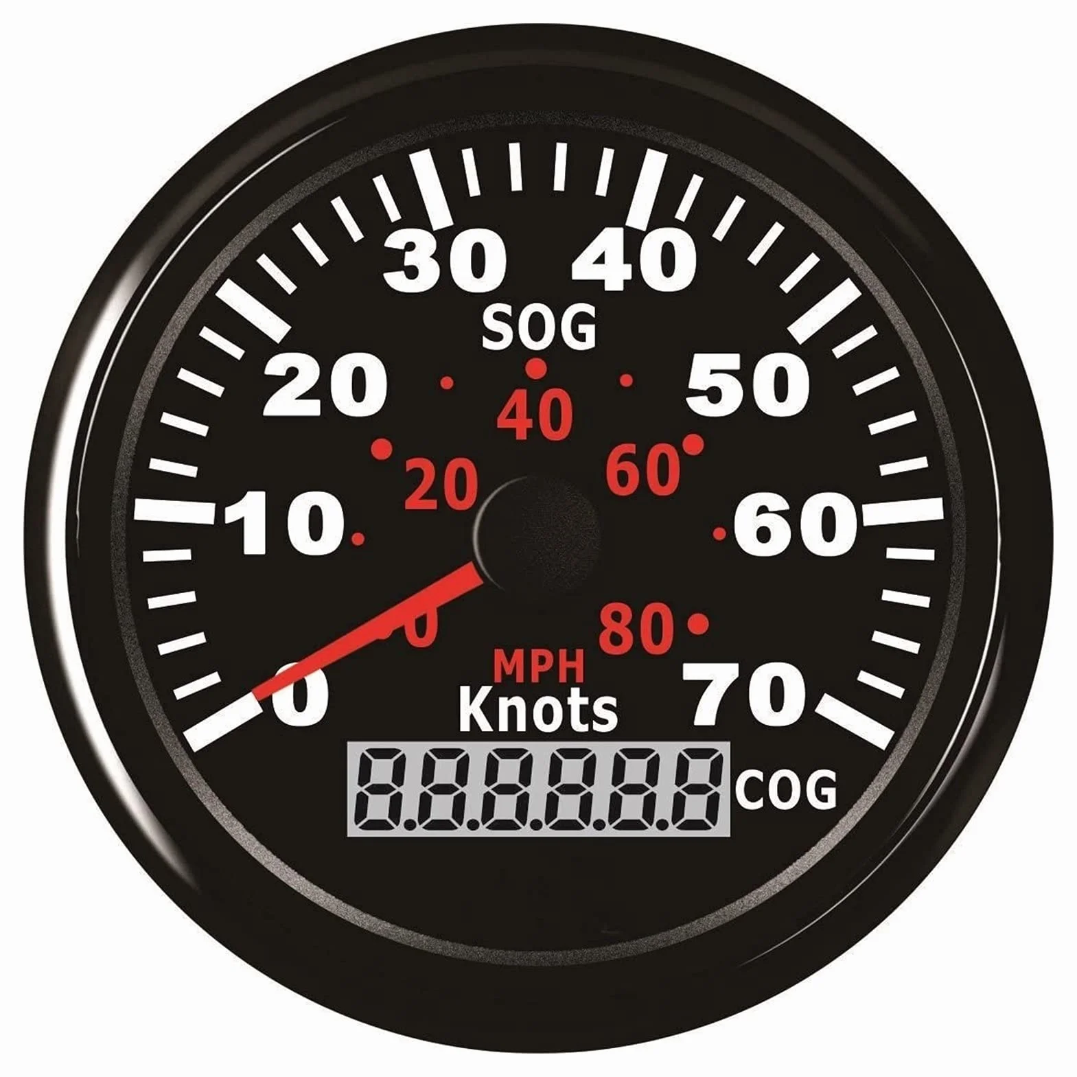 XMING GPS. Prędkościomierz 0-70Knots 0-8. 0MPH. Wskaźnik prędkości do statków jachtów łodzi z podświetleniem 3-3/8 cali (85 mm) 12V / 24V