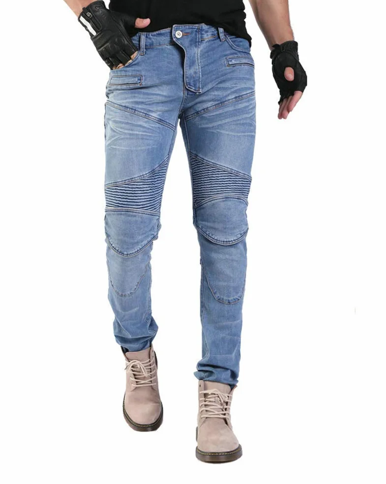 Męskie wyposażenie motocyklowe motocyklisty Denim spodnie dżinsowe Horn Cargo, niebieskie, L