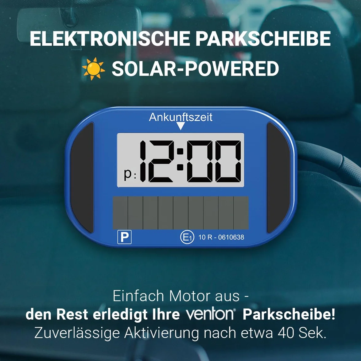 VENTON Elektroniczna Solarna Tarcza Parkingowa Z Dopuszeniem Automatyczny Cyfrowy Zegar Parkingowy