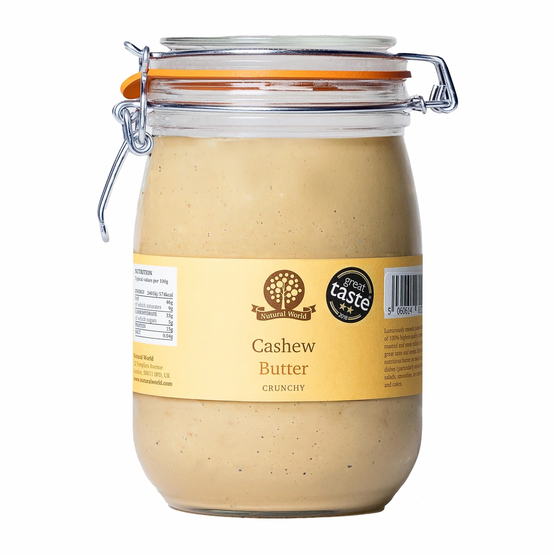 Masło orzechowe nerkowca 1 kg Szklany słoik wielokrotnego użytku Great Taste Award 100% czysty