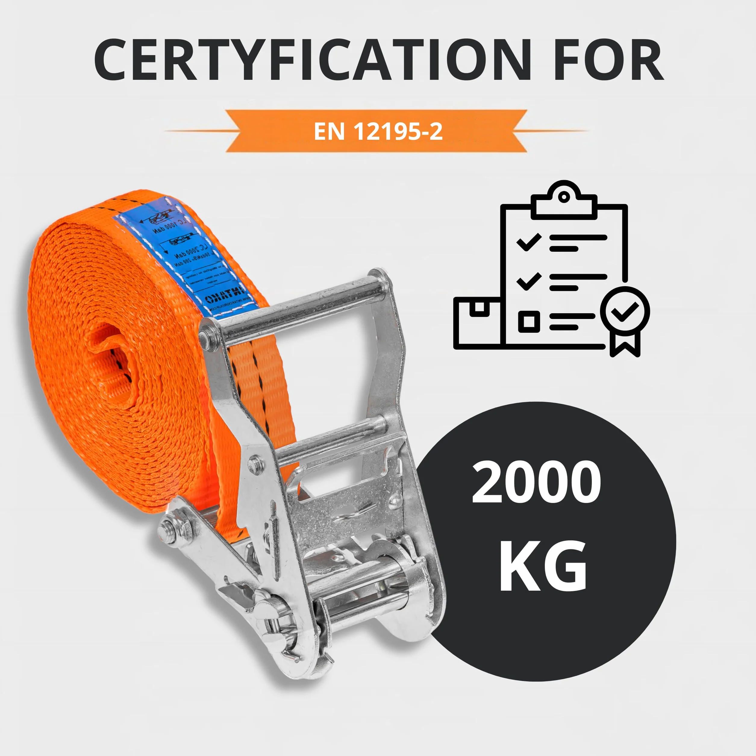 INTAKO - Pas Transportowy Jednoczęściowy - 6m 2000kg 35mm - Pasy Transportowe Mocujące z Klamrą (2 sztuki)